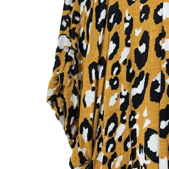 Jones New York Mustard Leopard Print Flowy Boho Print Tunic Top Women's Size XL - Picture 5 of 7